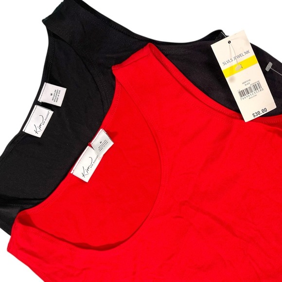 NEW 2 Pack Kim Rogers Medium Sleeveless Tank Top Red/Black Lightweight Classic - Picture 5 of 5